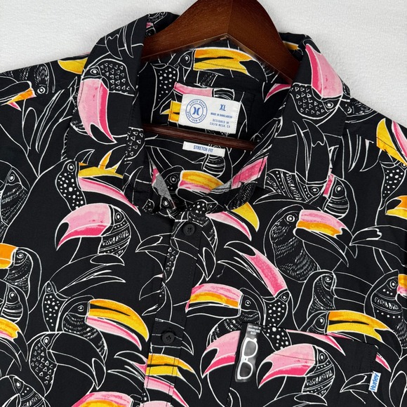 Hurley Other - NEW Hurley‎ Beach Beaks Woven Shirt Mens XL AOP Toucan Bird Island Tropical